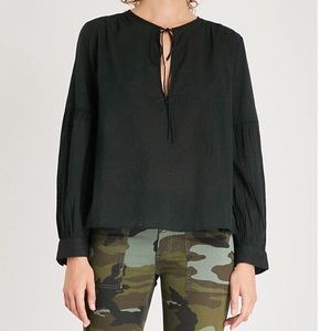 Nili Lotan Anla Black Cotton Top